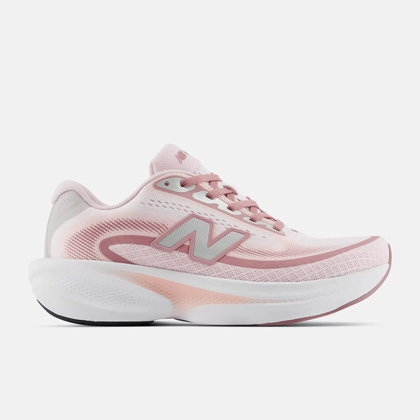 Light pink running shoe with white sole on a light gray background