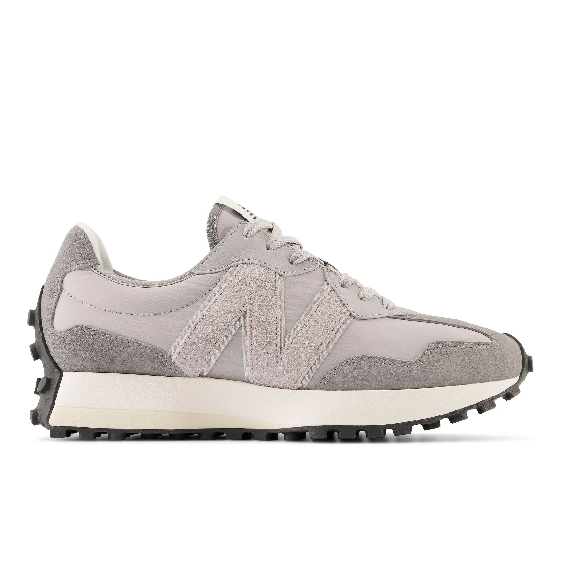 Lateral view of the Women's 327 in Grey/Rain