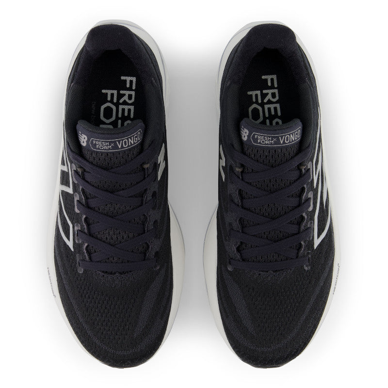 The top down view of the women's Vongo shows the all black upper made out of a material that looks very soft V5