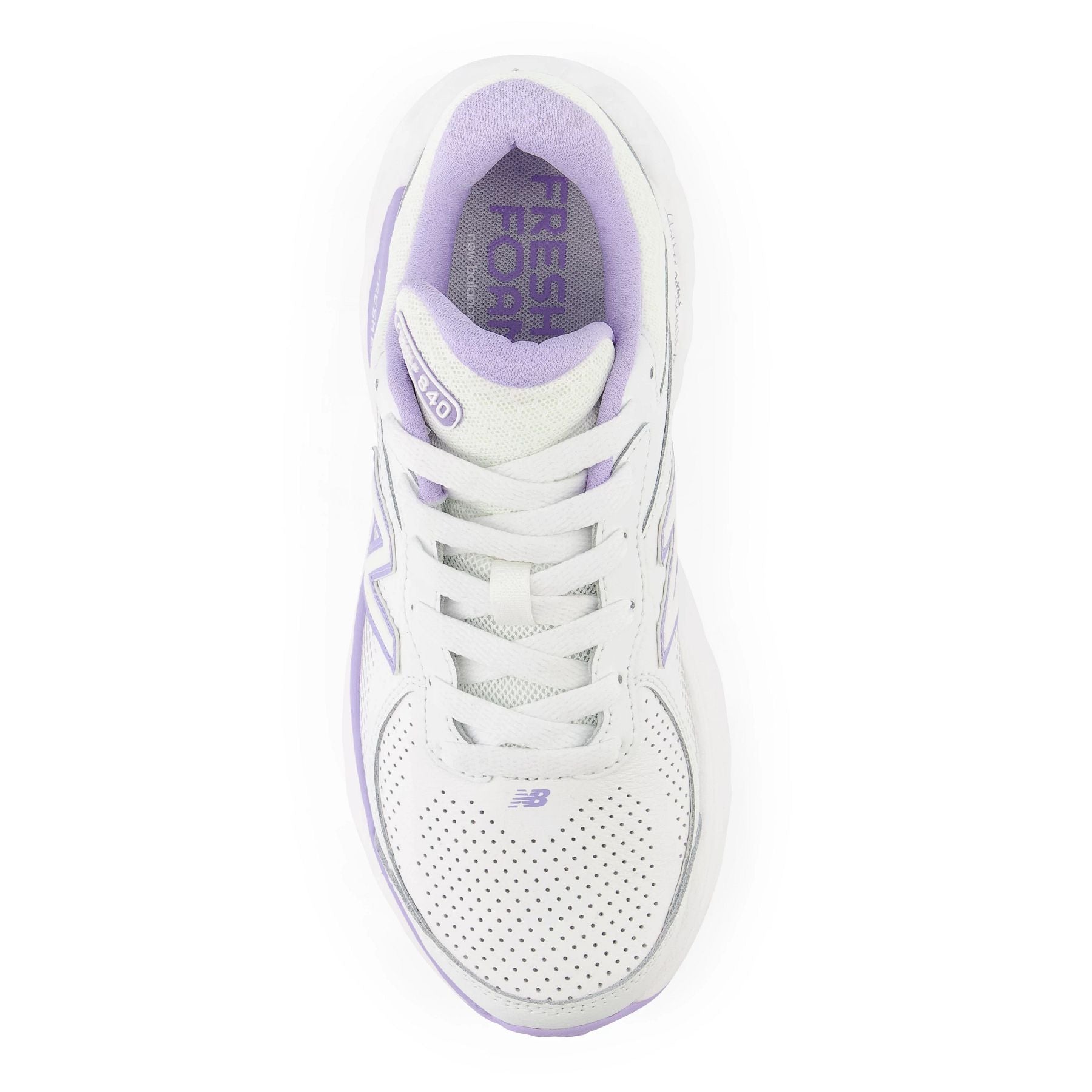 Top view of the Women's leather walking shoe WW840 V1 by New Balance in White/Light Purple