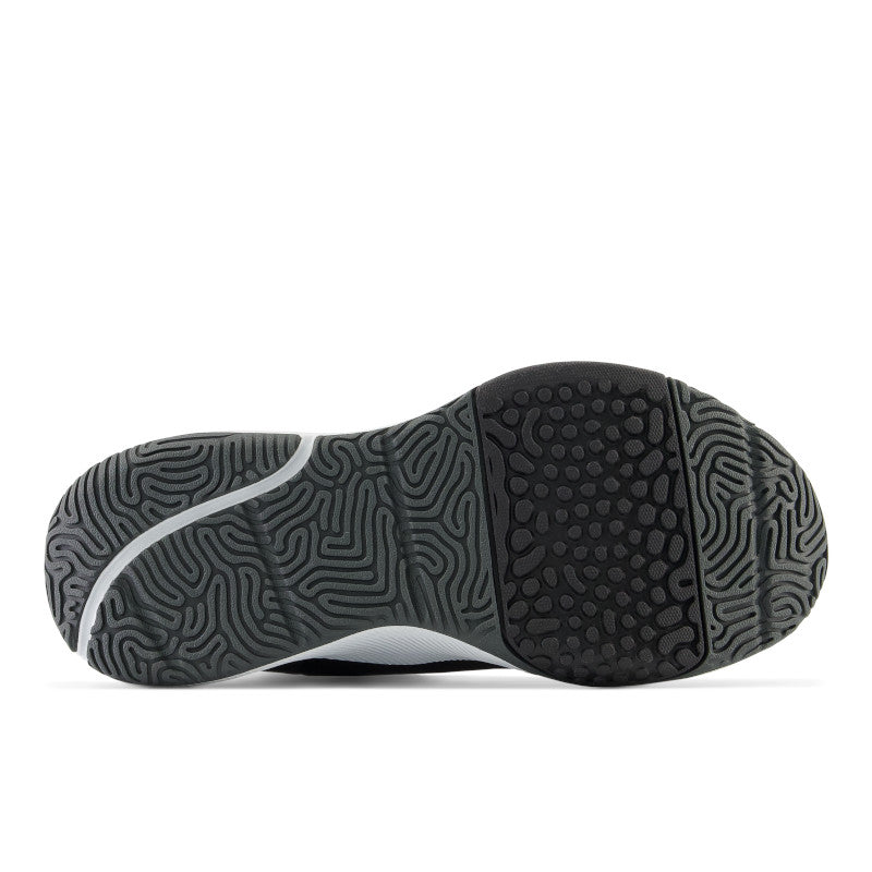 Bottom (outer sole) view of the Women's Fuel Cell trainer V2 in Black/Quartz Grey