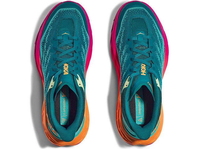 Top view of the Women's Speedgoat 5 by HOKA in the color Deep Lake/Ceramic