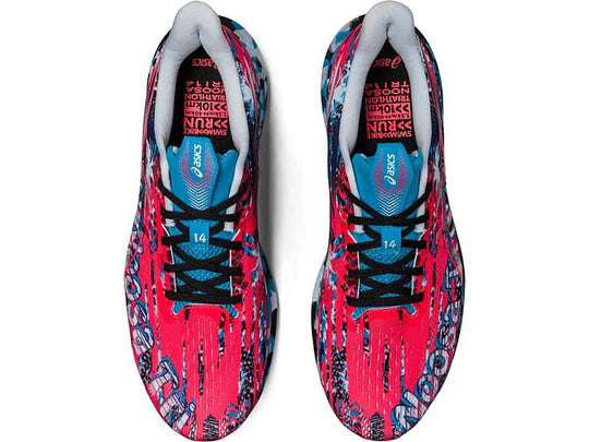 Top view of the Men's Noosa Tri 14 by ASIC in the color Diva Pink/Black
