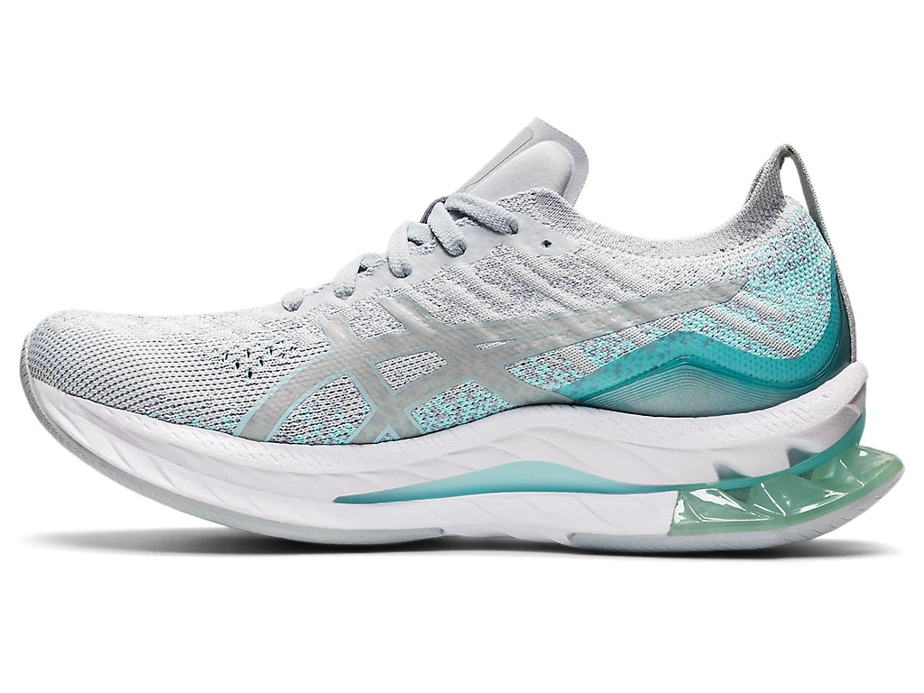 Medial view of the Women's ASIC Kinsei Blast in the color Glacier Grey/Piedmont Grey