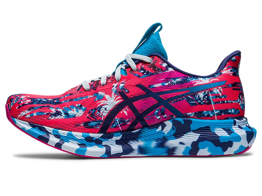 Medial view of the Women's Noosa Tri 14 by ASIC in the color Diva Pink/Indigo Blue