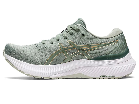 Medial view of the Women's Kayano 29 by ASIC in the color Slate Grey / Champagne