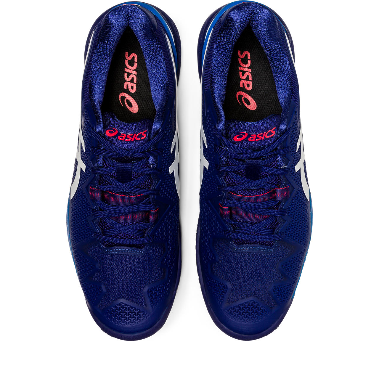 Top view of the Men's ASIC Gel Resolution 8 tennis shoe in the color Blue