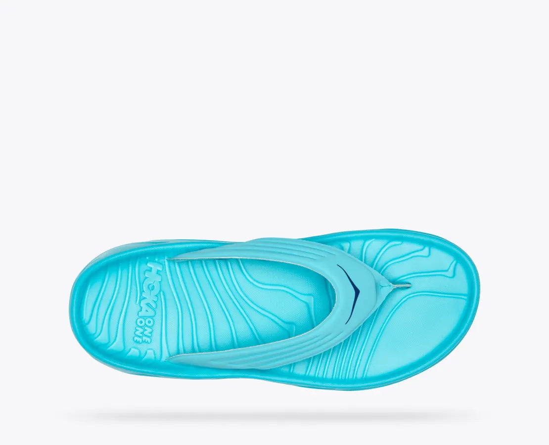 Top view of the Men's Ora Recovery Flip by HOKA in the color Scuba