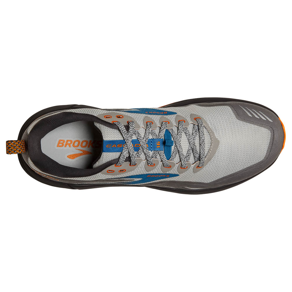 Top view of the Men's Cascadia 16 trail shoe by Brooks in the color Oyster
