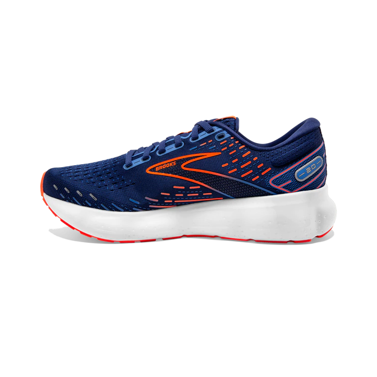 Medial view of the Men's Glycerin 20 in Blue Depths/Palace Blue/Orange