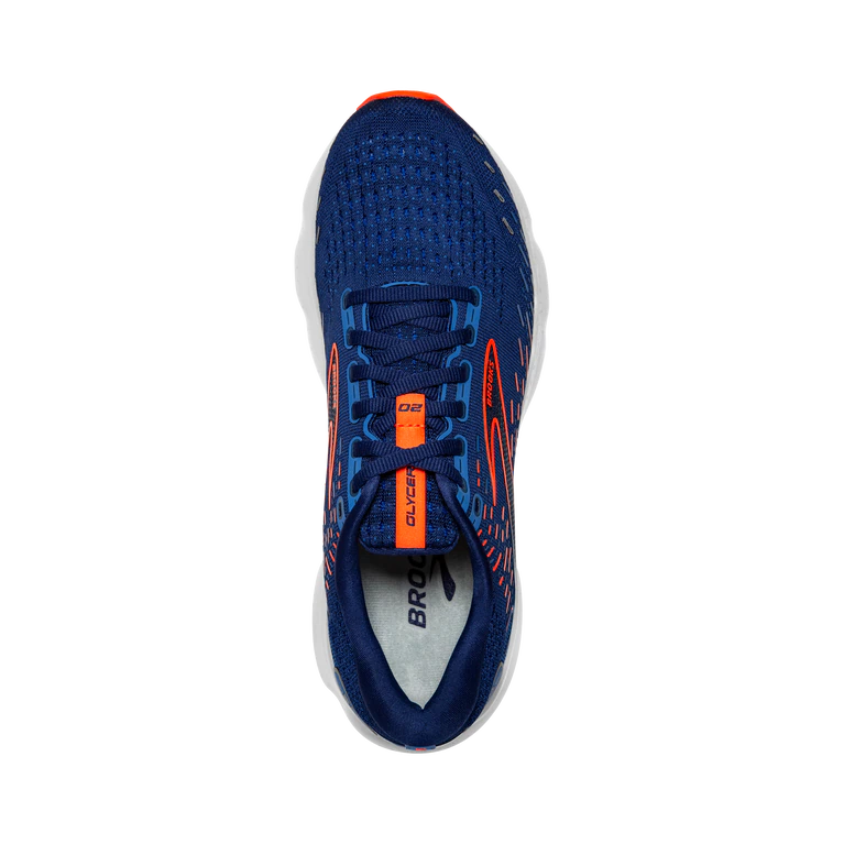 Top view of the Men's Glycerin 20 in Blue Depths/Palace Blue/Orange
