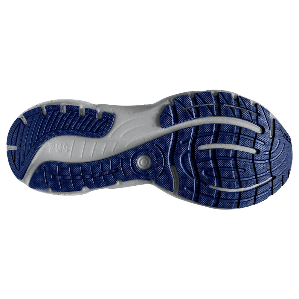 Bottom (outer sole) view of the Men's Glycerin 20 in Alloy/Grey/Blue Depths