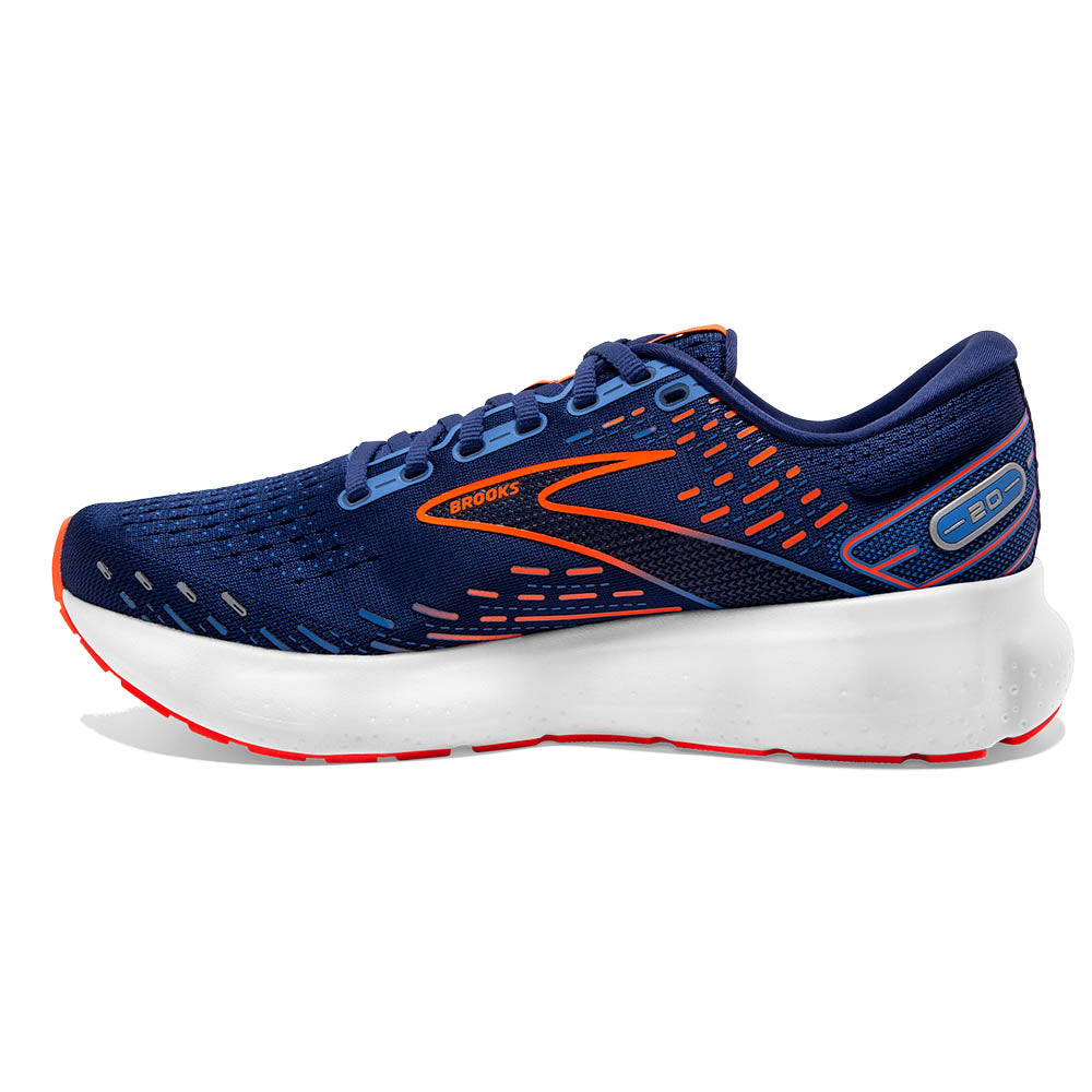 Medial view of the Men's Glycerin 20 in Blue Depths/Palace Blue/Orange
