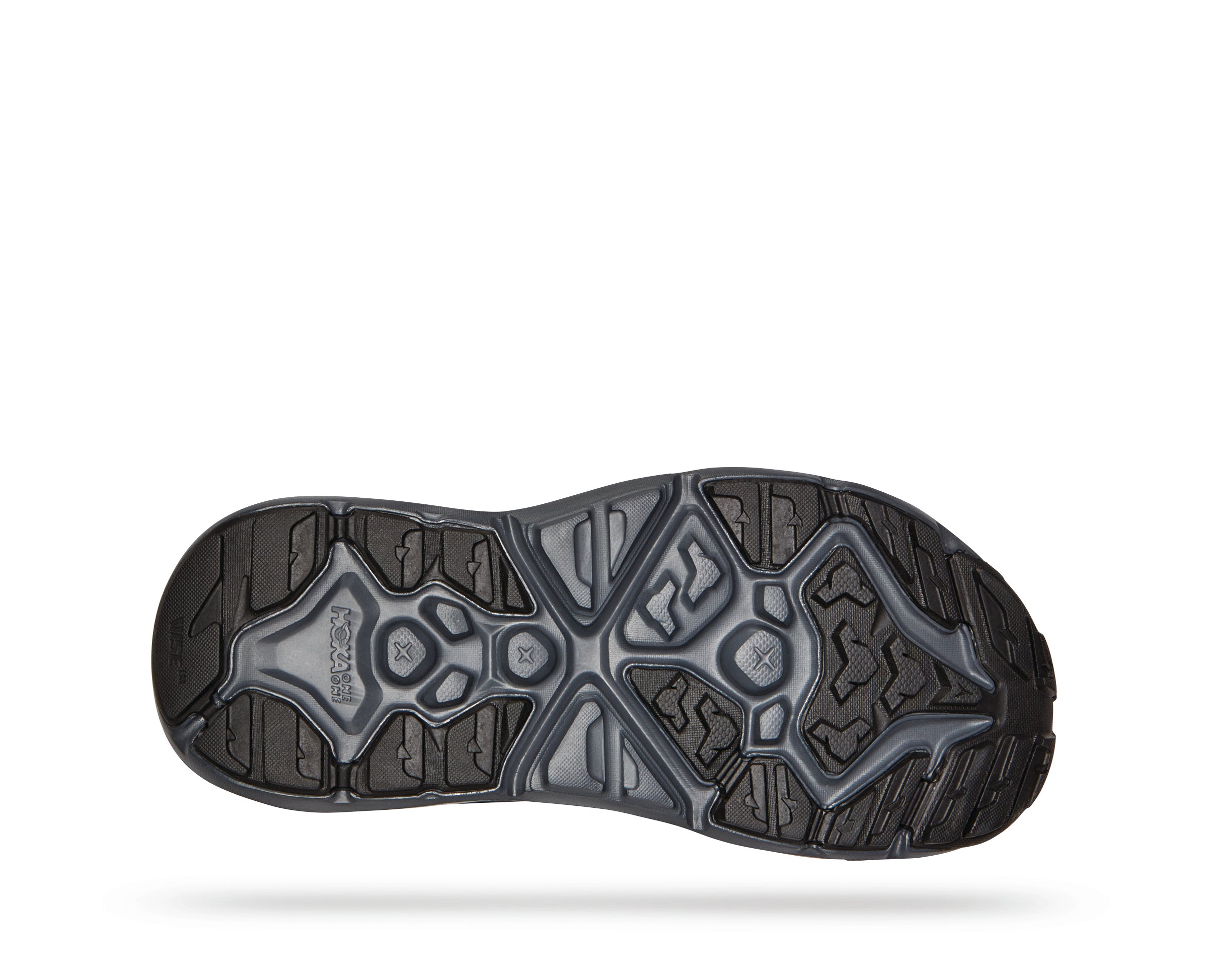 Bottom (outer sole) view of the Men's Hopara sandal by HOKA in Black