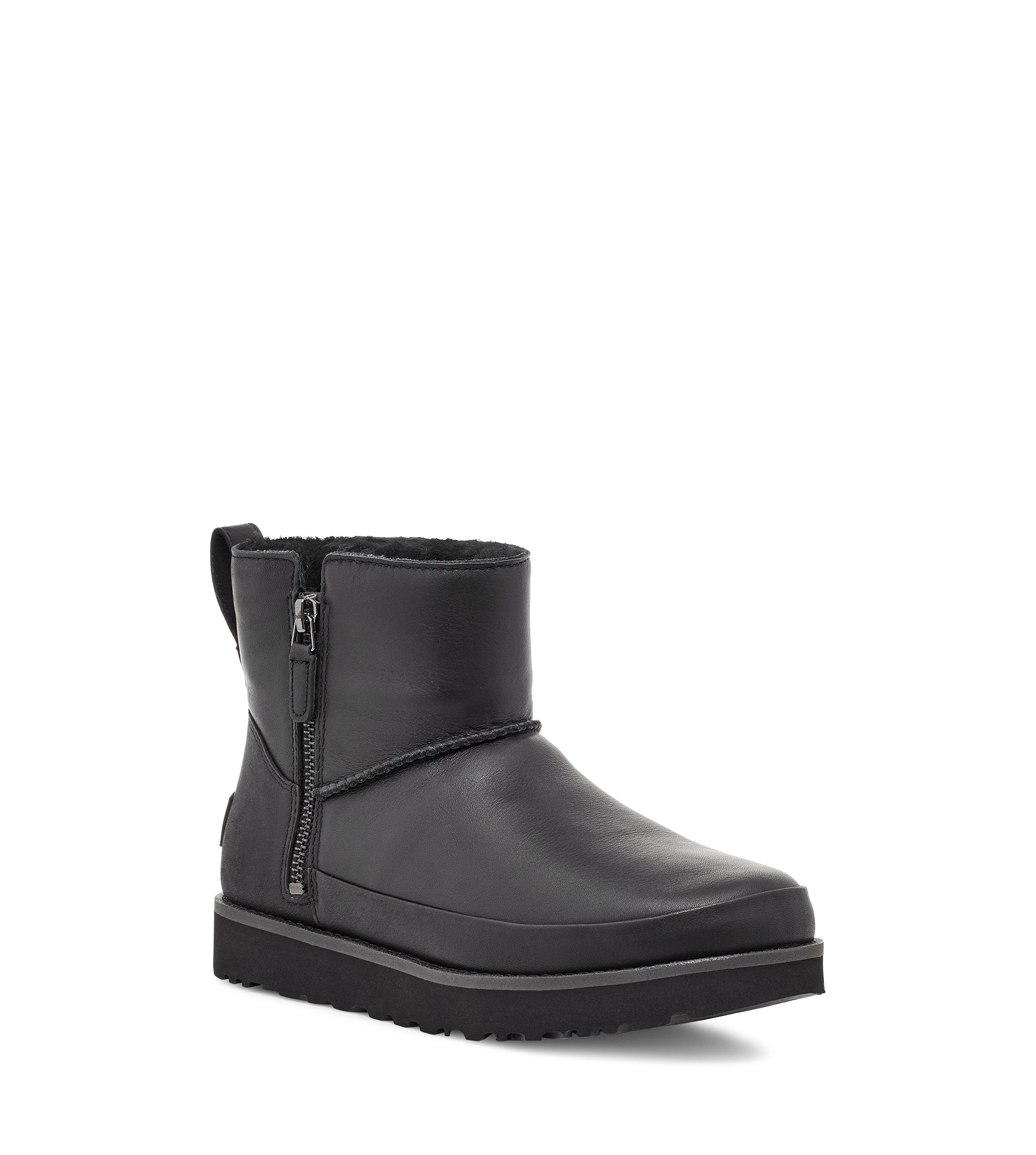 ugg women's black zip leather boot