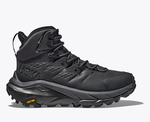 Lateral view of the Men's HOKA Kaha 2 Gore-Tex hiking shoe in All Black