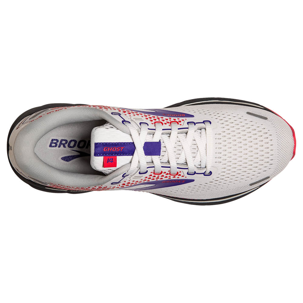 Top view of the Women's Ghost 14 by BROOKS in the color white