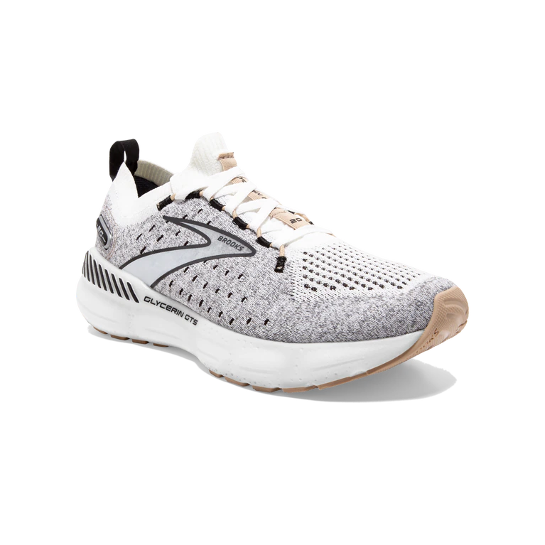 Front angled view of the Women's Glycerin Stealthfit GTS 20 in the color White/Black/Cream