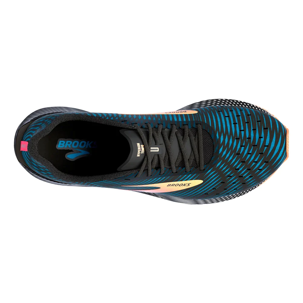 Top view of the Men's Hyperion Tempo by Brooks in the color Blue/Phantom/Cosmo