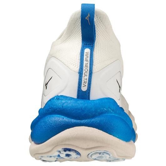Back  view of the Men's Mizuno Wave Neo Ultra in White/Blue