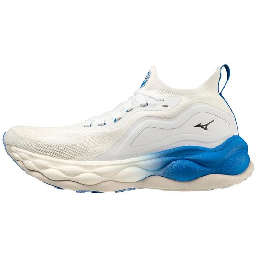 Medial view of the Women's Wave Neo Ultra by Mizuno in the color White/Blue