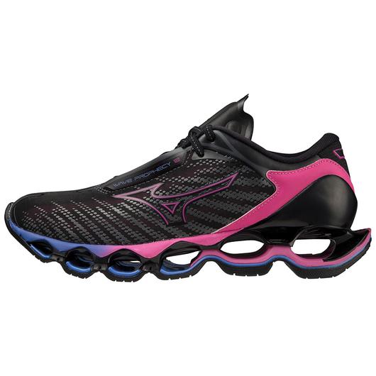 Medial view of the Women's Wave Prophecy 12 by Mizuno in the color Black / Oyster