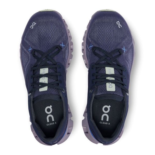 Top view of the Women's Cloud X 3 by ON in the color Midnight / Heron