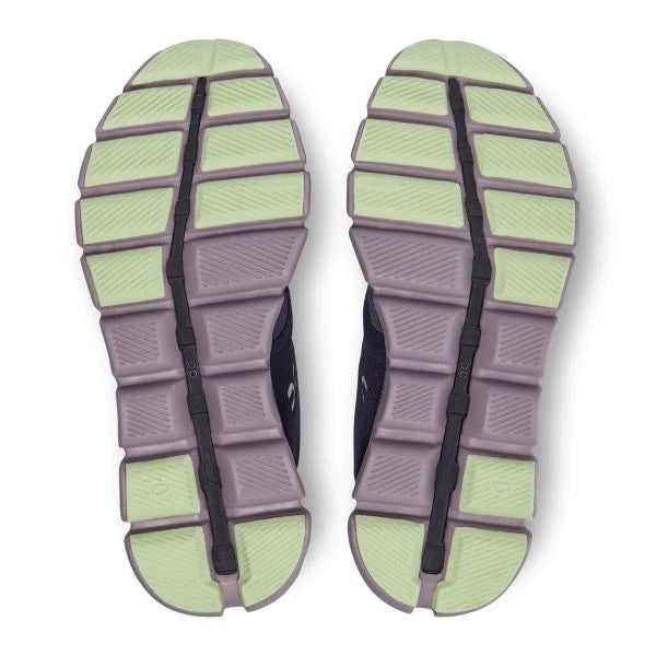 Bottom (outer sole) view of the Women's Cloud X 3 by ON in the color Midnight / Heron