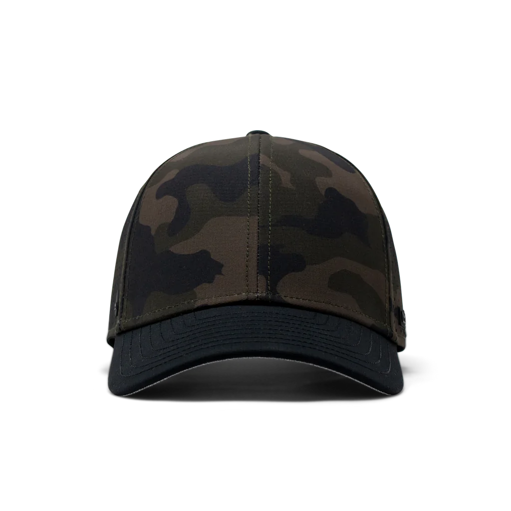 Melin's A-Game HYDRO unisex hat was engineered with a hydrophobic technology on the crown panels designed to bead away water and prevent absorption. Constructed with durable materials the hats are water repellant, floatable, and breathable.