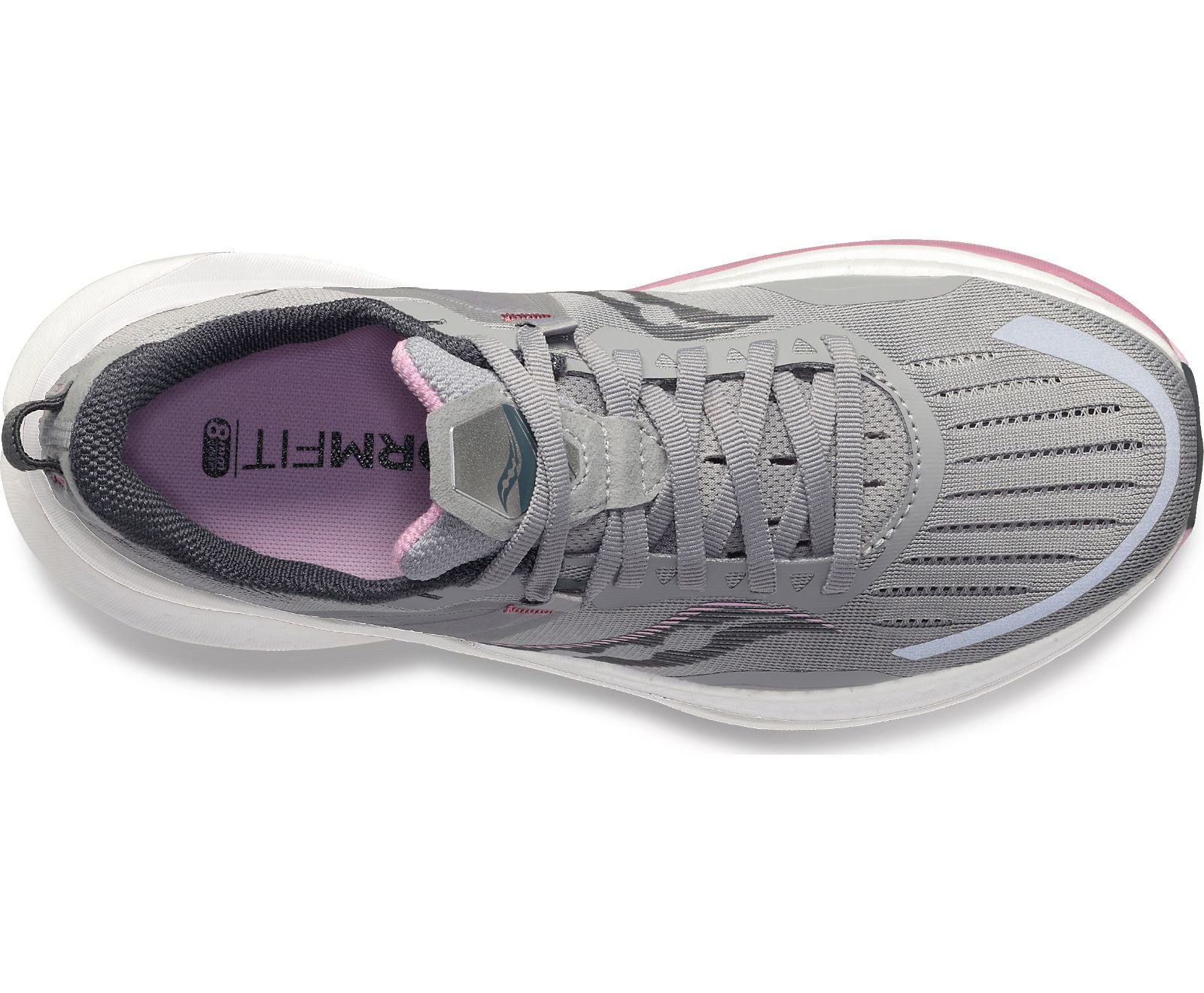 Top view of the Women's Tempus in the wide "D" width by Saucony in the color Alloy/Quartz