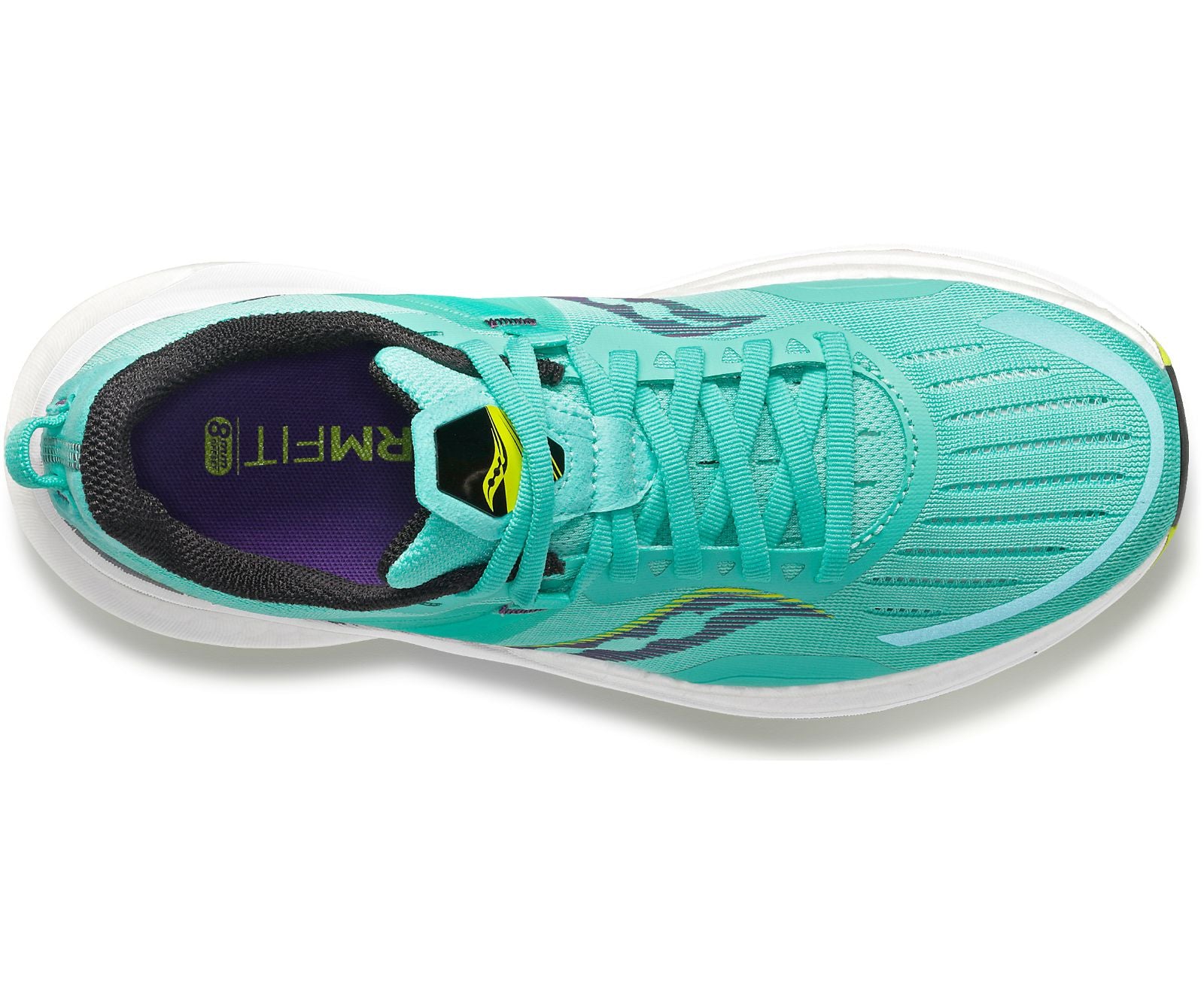 Top view of the Women's Tempus by Saucony in the color Cool Mint/Acid