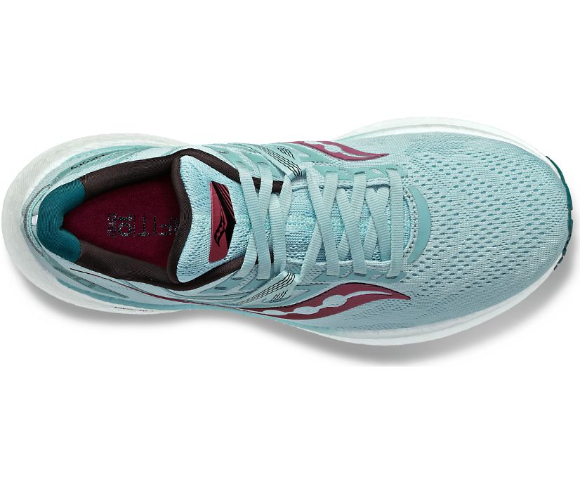 Top view of the Women's Triumph 20 by Saucony in the color Mineral / Berry