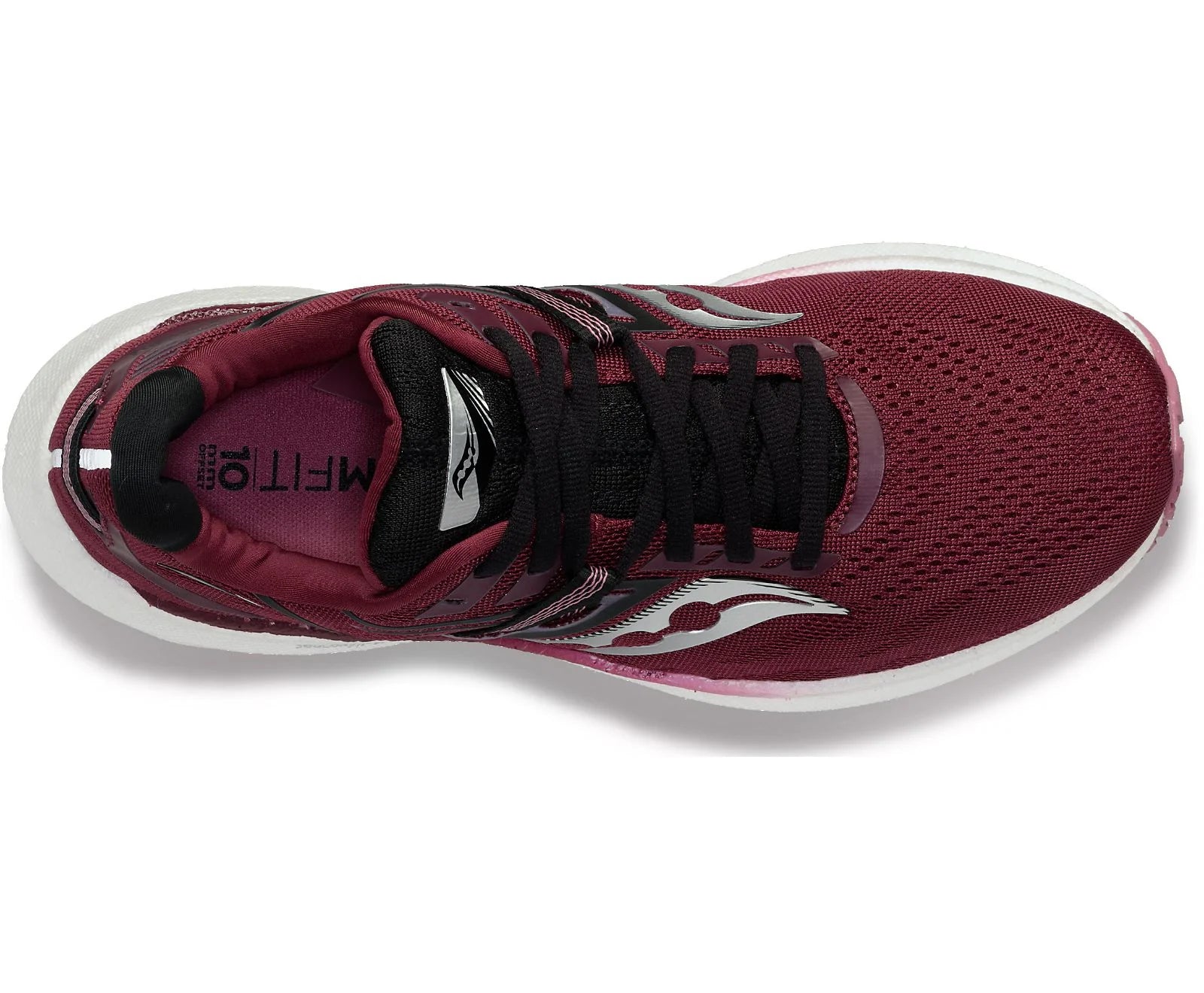 Top view of the Women's Triumph 20 by Saucony in the color Sundown / Rose