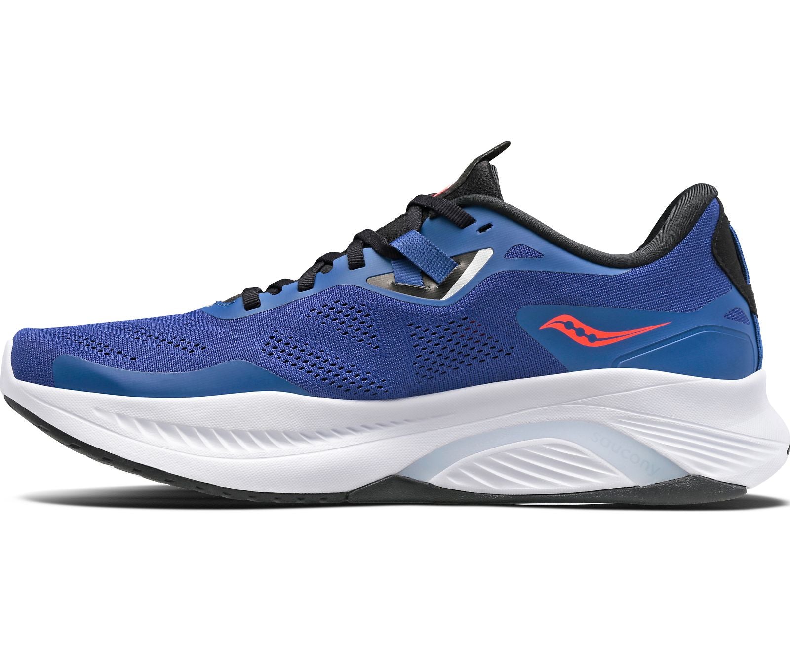 Medial view of the Men's Guide 15 by Saucony in the wide "2E" width, color Sapphire/Black