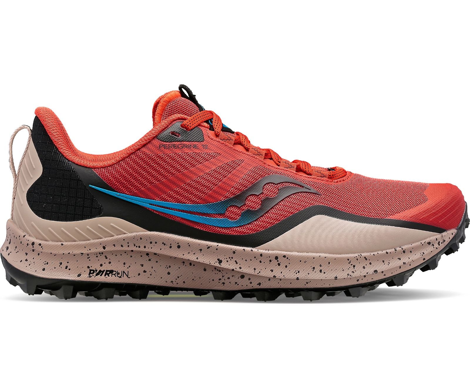 Lateral view of the Men's Peregrine 12 trail shoe by Saucony in the color Clay/Loam