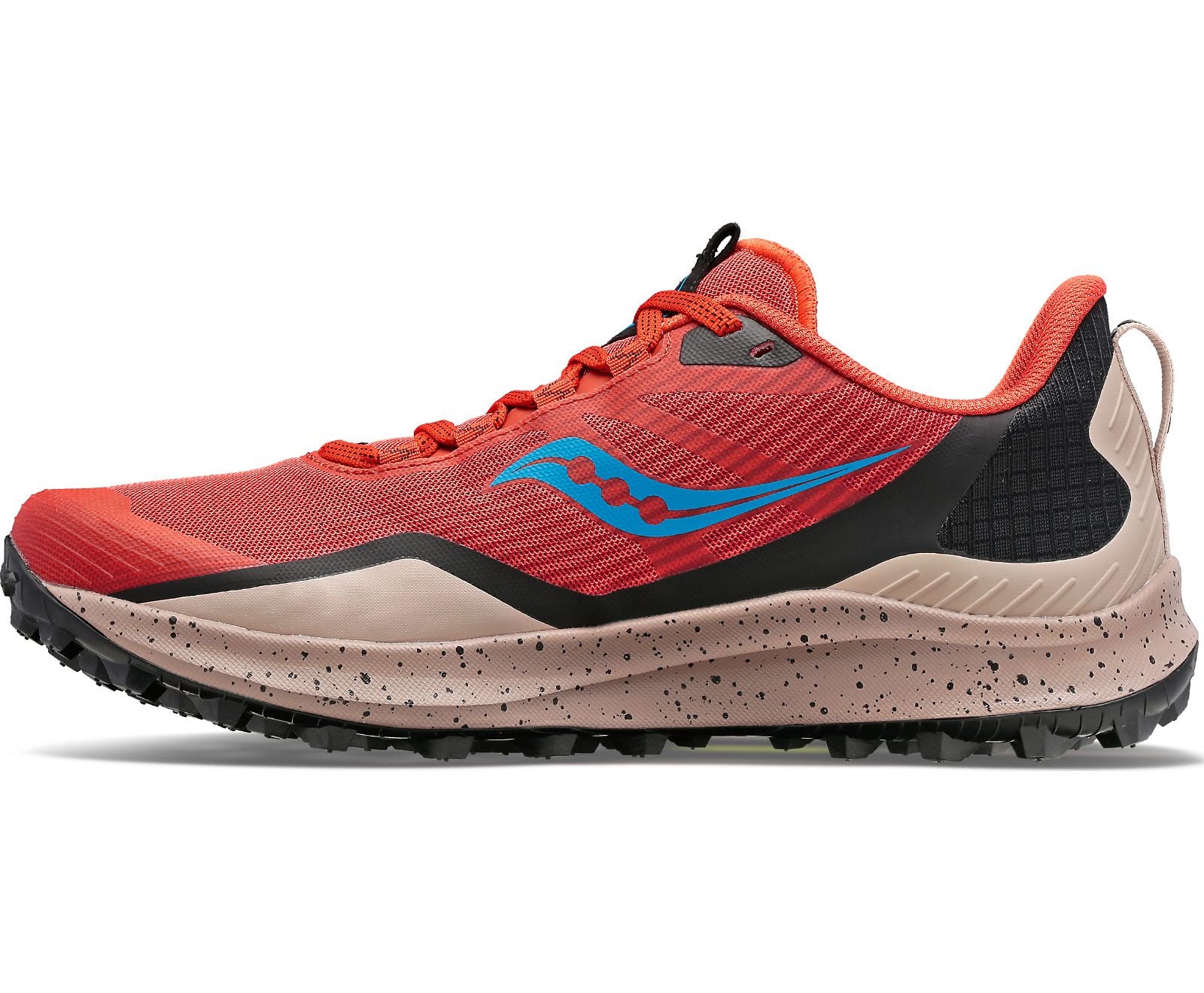 Medial view of the Men's Peregrine 12 trail shoe by Saucony in the color Clay/Loam