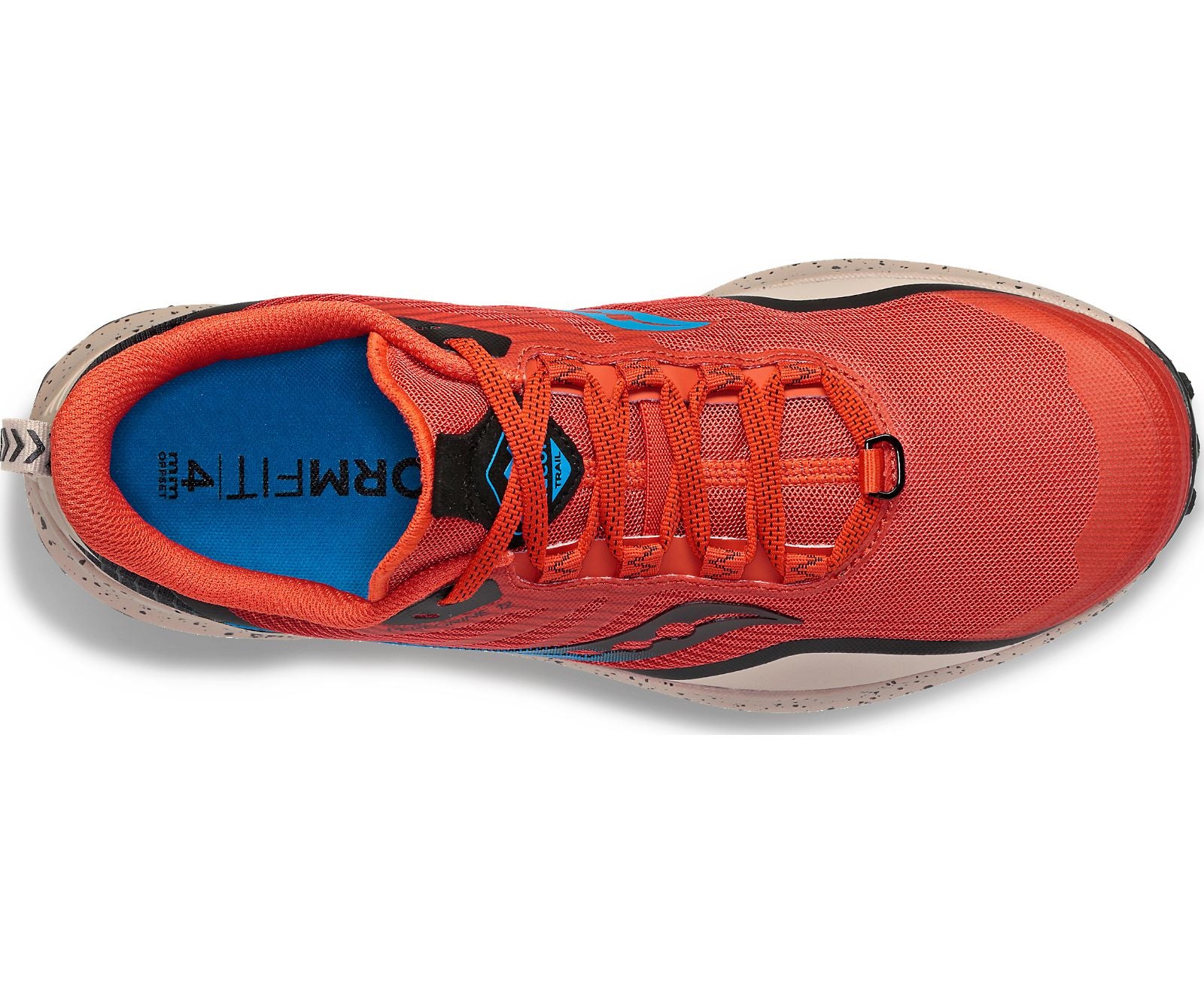 Top view of the Men's Peregrine 12 trail shoe by Saucony in the color Clay/Loam