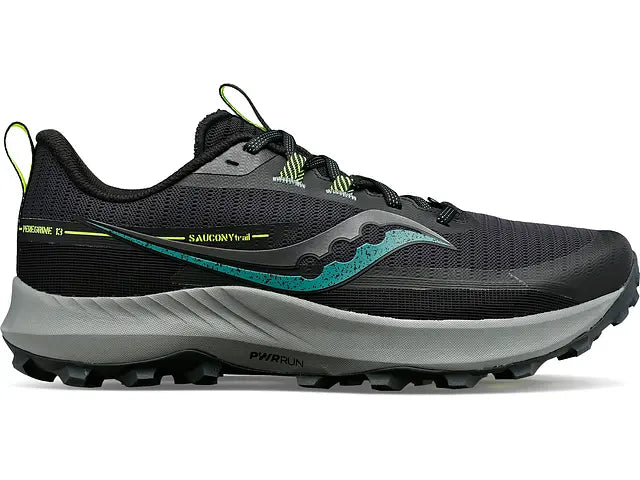 Lateral view of the Men's Peregrine 13 trail shoe by Saucony in the color Wood/Fossil
