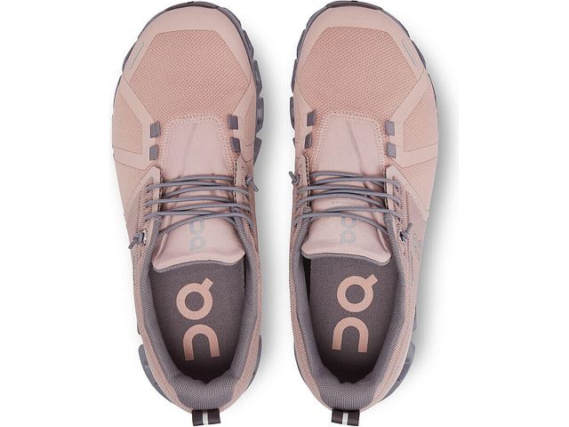 Top view of the Women's Cloud 5 Waterproof by On in the color Rose/Fossil