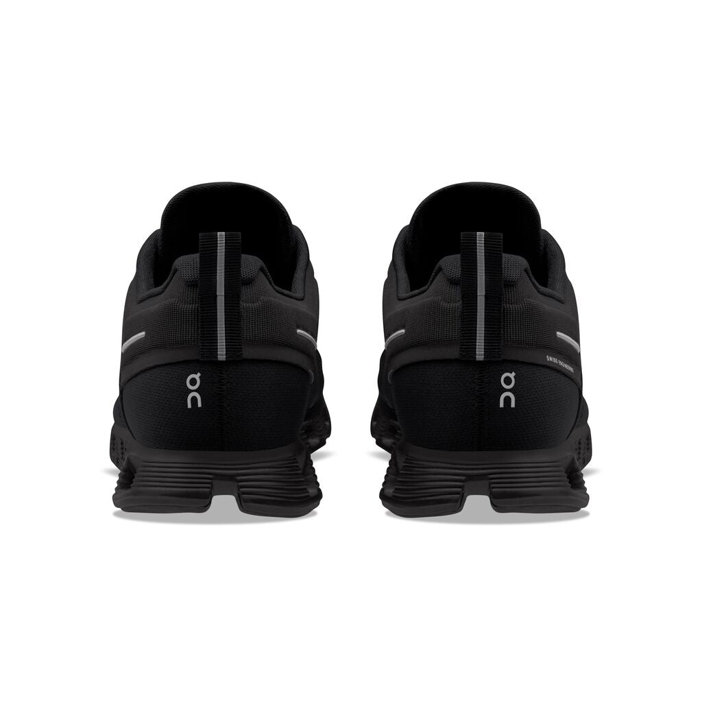 Back view of the Men's ON Cloud 5 Waterproof shoe in all Black