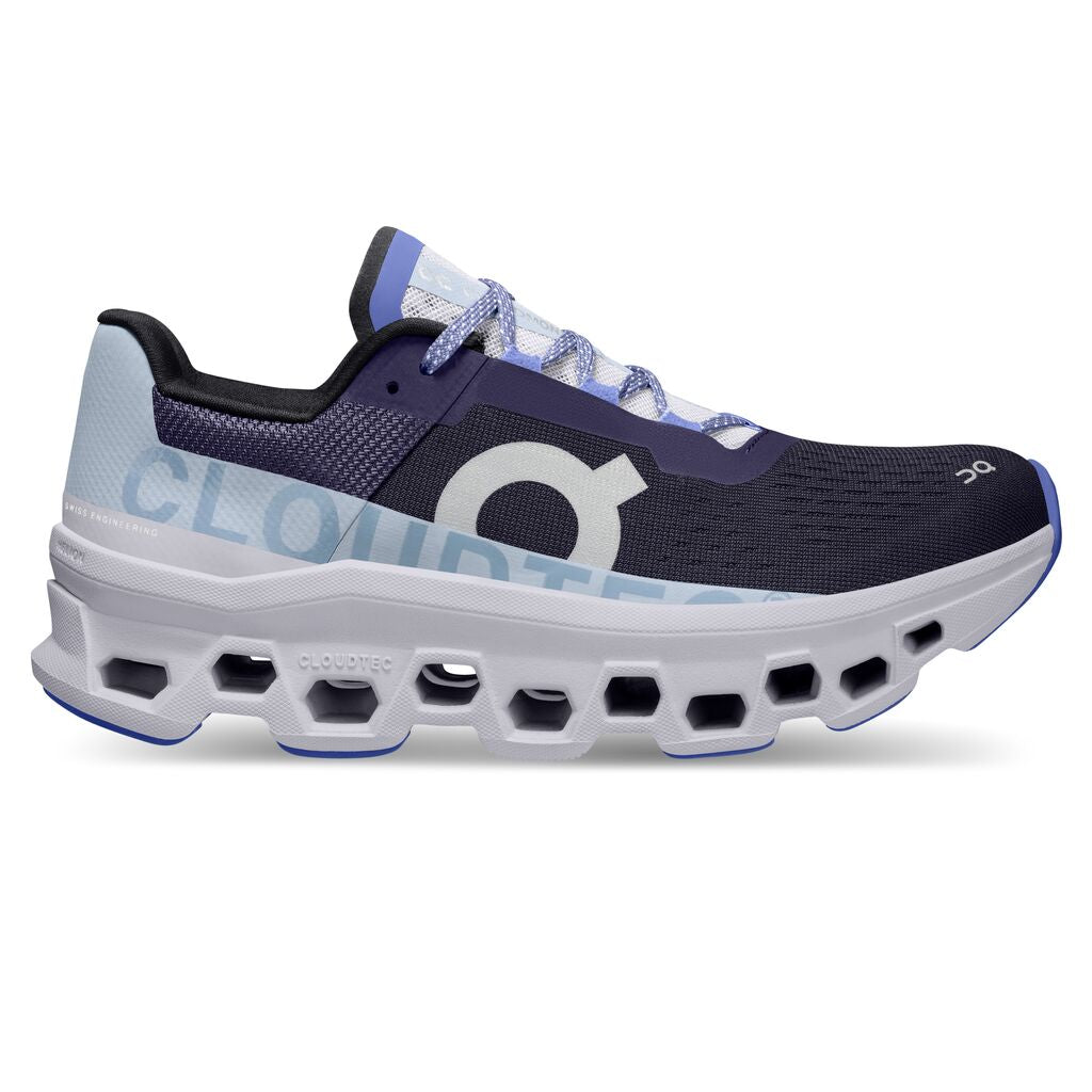 A monster of a sensation meets big performance in the Women's Cloudmonster from On. It features a light, durable and temperature resistant midsole that comes in a bold rocker shape, making the shoe very efficient despite the cushioned feel.  The soft sockliner and upper turn recycled materials into next-gen comfort so you're ready to run wild. 