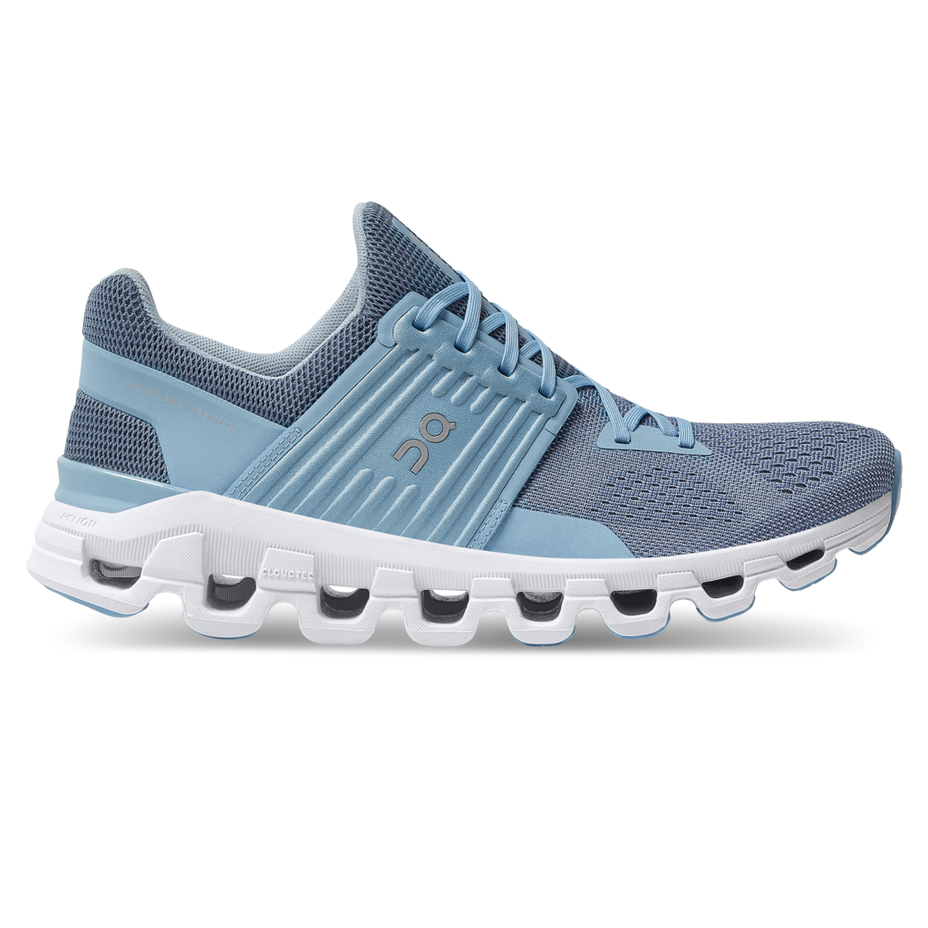 The newest version of the Women's On Cloudswift has arrived!!  This running shoe is made for urban runs.  The Cloudswift is light but can still absorb the impacts of running due to the design of the midsole.  The recycled engineered mesh upper is made to provide all the necessary comfort and security while running.  