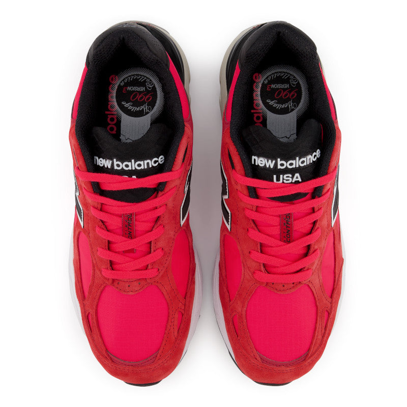 Top view of the Men's New Balance 990 V3 in Red
