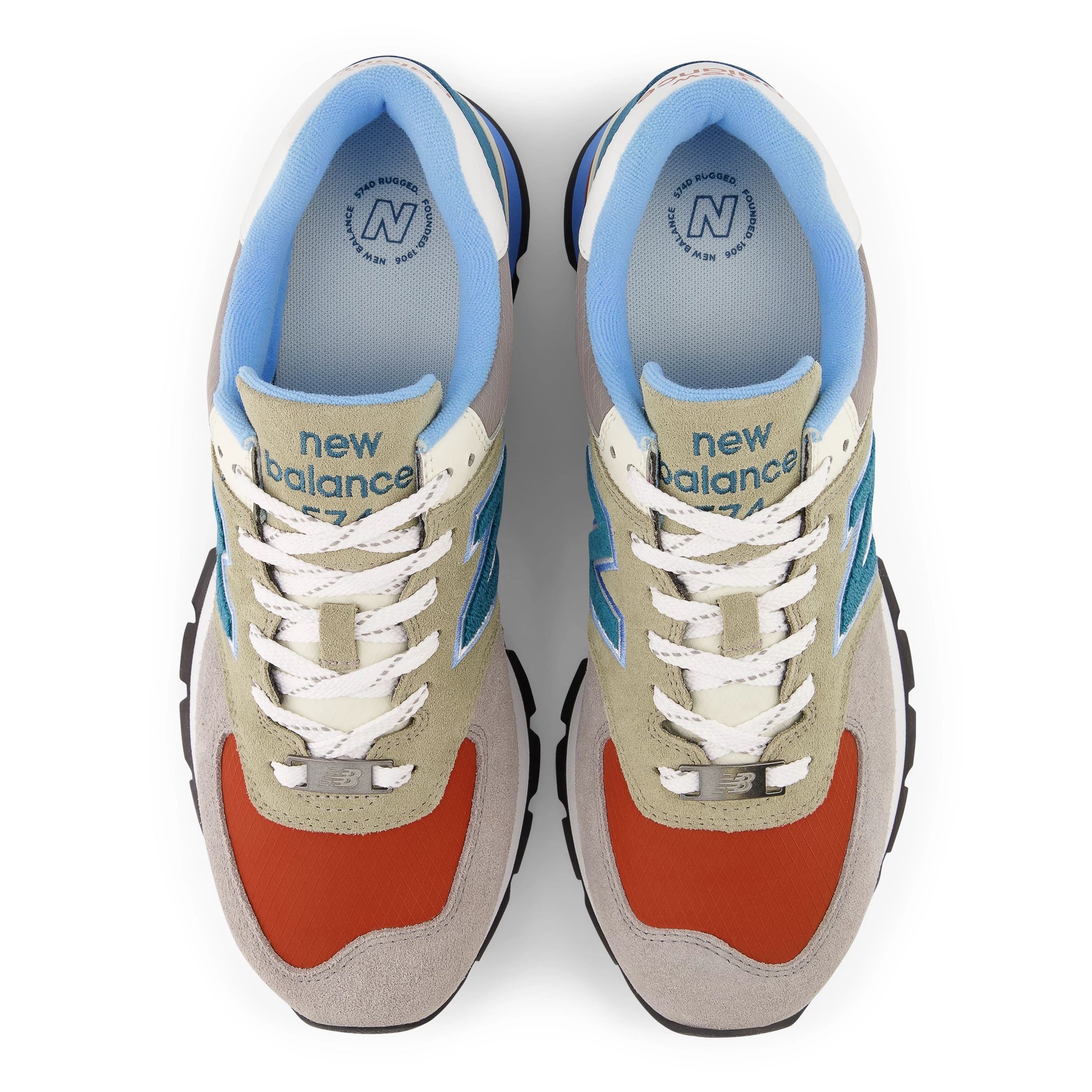 Top view of the Men's 574 by New Balance in the color Grey/Blue