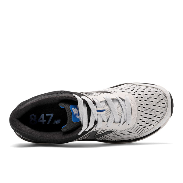 The New Balance 847v4 men's walking shoe features a TRUFUSE midsole, delivering premium cushioning for a responsive, comfortable feel. The rugged construction includes a ROLLBAR stability post, providing enhanced support to help you control your rear-foot movement. The TPU heel insert offers added structure for enhanced support where you need it most, complementing your natural movement. With a rugged rubber outsole, these shoes are built for outdoor conditions.