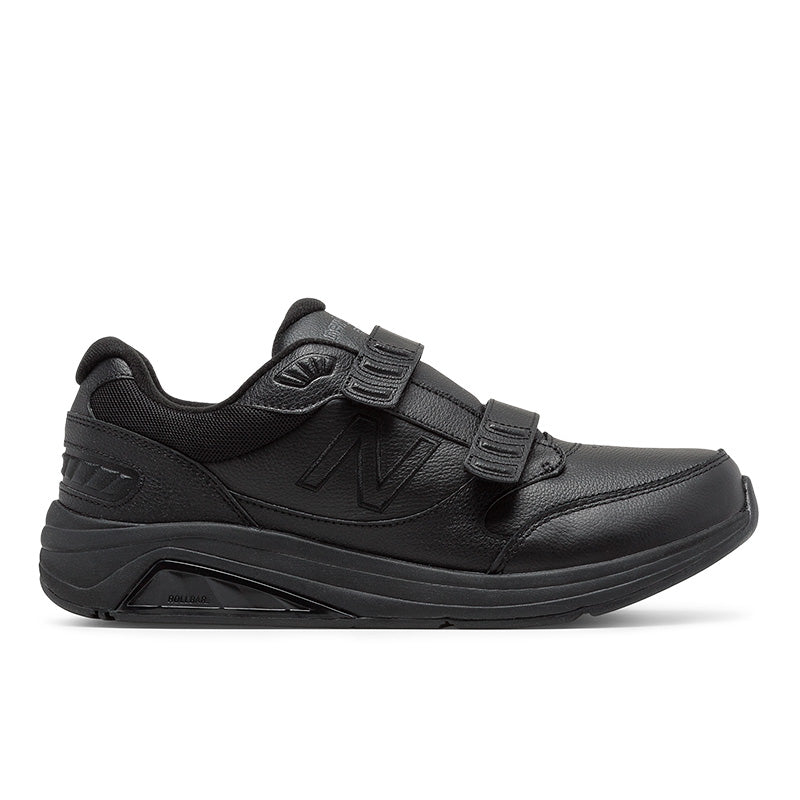 Lateral view of the New Balance leather Hook and Loop 928 V3 walking shoe in all black