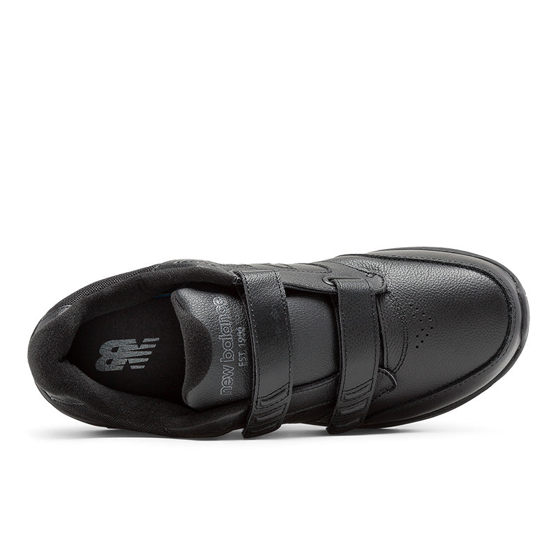 Top view of the New Balance leather Hook and Loop 928 V3 walking shoe in all black