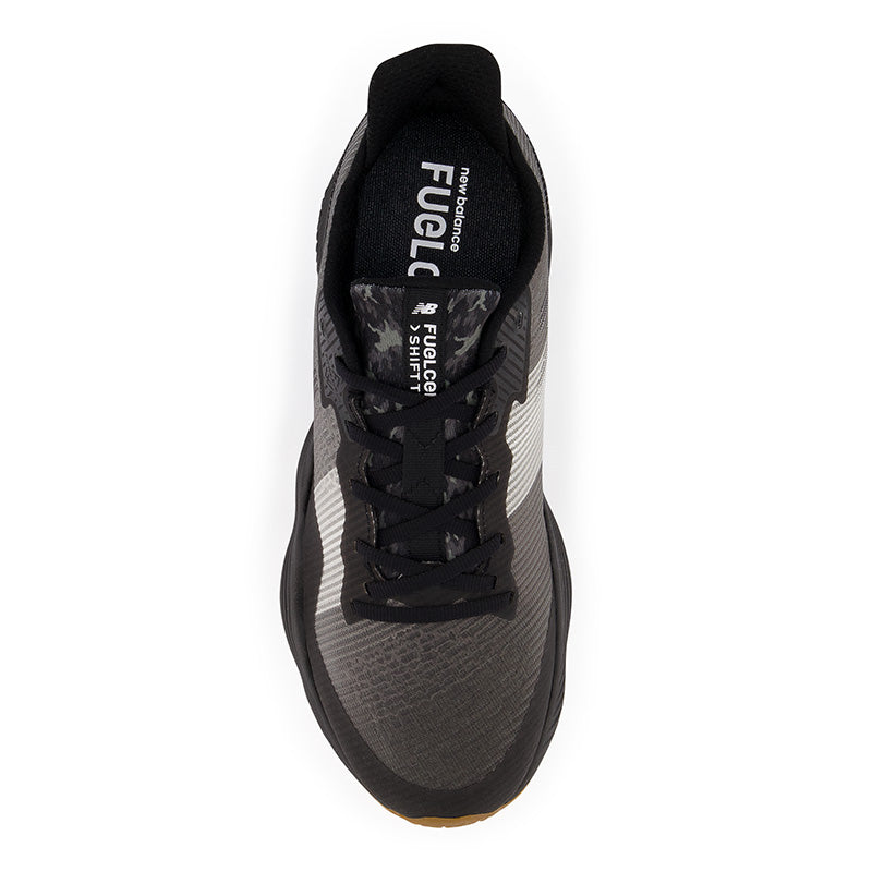 Top view of the Men's FuelCell Shift TR by New Balance in the color Black/Gum