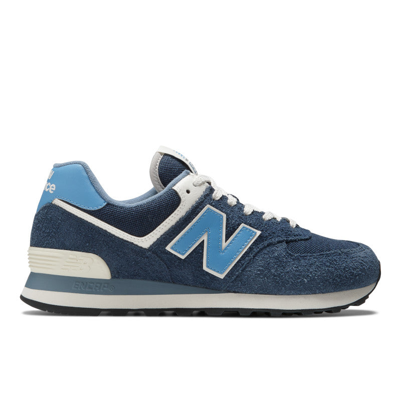 Lateral view of the Men's New Balance 574 Lifestyle shoe in Navy/Blue