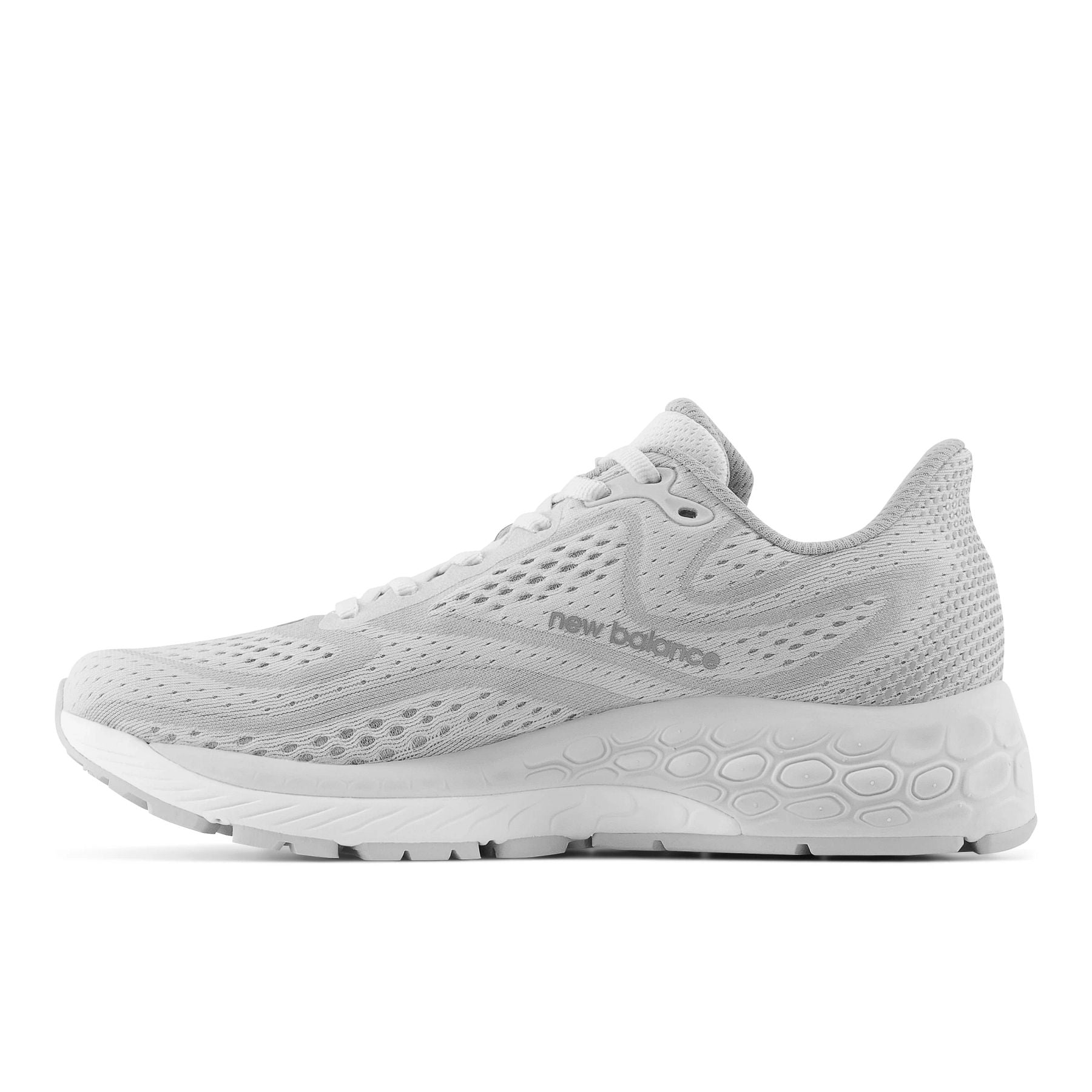 Medial view of the Women's 880 V13 by New Balance in the color White/White